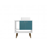 Manhattan Comfort 240BMC63 Liberty 31.49 Bathroom Vanity with Sink and 2 Shelves in White and Aqua Blue